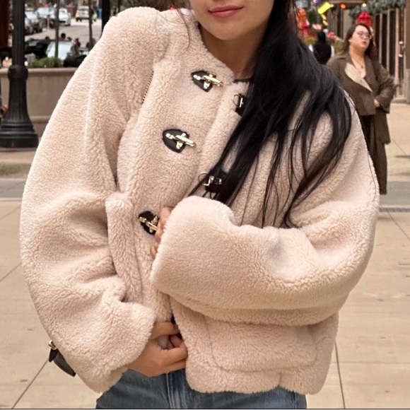 Zara Jackets & Blazers - ZARA teddy duffle coat sherpa jacket beige